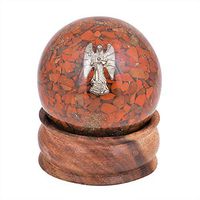 Crocon Red Jasper Orgone Sphere Ball with Angel Healing Symbol for Crystal Energy Generator Reiki Chakra Balancing Aura Cleansing & EMF Protection Size: 60 mm