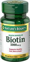 Nature's Bounty Biotin Supplement, Supports Healthy Hair, Skin, and Nails, 5000mcg, 60 Tablets