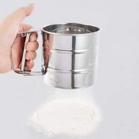 BIRD WORKS 1Pc Stainless Steel Mesh Flour Sifter Mechanical Baking Icing Sugar Shaker Sieve Drop Shipping