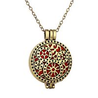 PAURO Jewelry Bronze Tone Steampunk Gear Aromatherapy Essential Oil Diffuser Locket Pendant Necklace