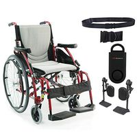 S-Ergo 125 Ergonomic Wheelchair | Seat Size 18" X 17" | Flip-Back Armrest | Upgraded to Elevating Legrests | Frame Color Red & Free 130 dB Black Safety Alarm! + Black Belt!