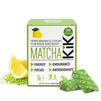 Matcha KiK Performance Chews - Mental Focus, Energy, Endurance. Premium Japanese Matcha with D-Ribose and Green Tea Caffeine, Gluten-Free, Non-GMO, Vegan, Lemon Flavor Sport Chews, 30 Chews