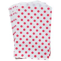 Red Polka Dots on White Bigger Bitty Flat Paper Bags 6 1/4 X 9 1/4 Inches Set of 25 Bags by Whisker Graphics