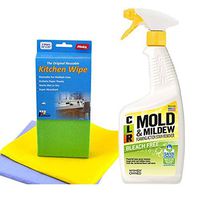 CLR Mold and Mildew Stain Remover, 32 oz. Spray Bottle | Flinka Reusable Kitchen Wipe 2pcs.