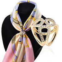 Geometric Lady Girls Scarf Ring Silk Clip Buckle Charms Fashion Winter Decor Creation Aesthetic Brooch Cheap Design Style Womans Delicate | Item - 3-Ring Gold