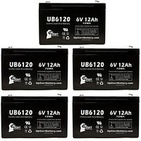 5 Pack Replacement for INTERSTATE BATTERIES BSL0955 Battery - Replacement UB6120 Universal Sealed Lead Acid Battery (6V, 12Ah, 12000mAh, F1 Terminal, AGM, SLA) - Includes 10 F1 to F2 Terminal Adapters
