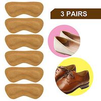 Heel Grips for Loose Shose - Leather Heel Grips Liner Cushions Inserts for Loose Shoes, Improved Shoe Fit and Comfort, Prevents Chafing and Blisters - 3 Pairs (Khaki)