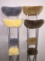 Sheepskin Deluxe Crutch Pad Covers Under arm & Hand Grip Pads Authentic Australian Merino 4 Piece Set (Brown)