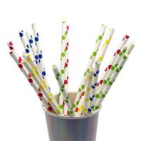 200 PCS Paper Drinking Straws, Eco-Friendly Polka Dot Paper Straw for Wedding, Birthday Party or any Themed Party-7 3/4'' Long