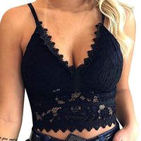 AMOUSTORE Lace Vest for Women Teddy Eyelash Lingerie Naughty Bra Underwear (M, Black)