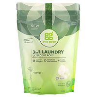 Grab Green Natural 3 in 1 Laundry Detergent Pods, Organic Enzyme-Powered, Plant & Mineral-Based, Vetiver-With Essential Oils, 24 Loads, 13.5 Ounce