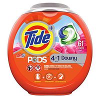 Tide PODS Plus Downy 4 in 1 HE Turbo Laundry Detergent Pacs, April Fresh Scent, 61 Count Tub - Packaging May Vary