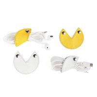 Cassenger Cord Keeper Management 4-Pack for Earbud Cable Organizer USB Cable Clips Genuine Leather (Yellow/White)