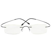 Titanium Readi Glasses Rimless Frame Prescription Hingeless Eyeglasses for Man Woman (Black, 3.0)