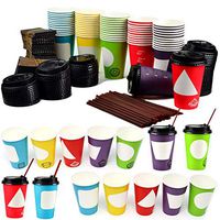 70 Coffee Cups with Lids , 12 Ounce Disposable Paper Coffee Cups with Lids , To Go Coffee Cups , Party Favor