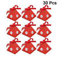 TOPBATHY 30 Pcs Christmas Paper Boxes,Treats Candy Boxes,Gift Treat Boxes with Ribbons and Tag,Use for Cakes, Goodies, Candy, Party Christmas, Weddings