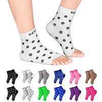 NEWZILL Plantar Fasciitis Socks with Arch Support, Best 24/7 Foot Care Compression Sleeve, Eases Swelling & Heel Spurs, Ankle Brace Support, Increases Circulation (L/XL, White w Black Dots)