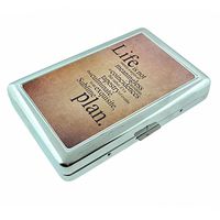 Life Sublime Plan Em1 Hip Silver Cigarette Case Id Holder Metal Wallet 4" X 2.75" RFID Protection