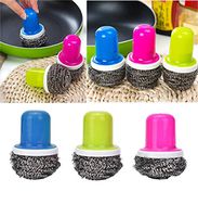 CosCosX 3 Pcs Replaceable Cleaning Brush,Stainless Steel Kitchen Pan Pot Oven Grill Wire Scrub Scrubber,Kitchen Utensils Supplies,Random Color
