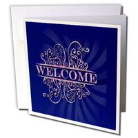 3dRose Welcome Home, Blue - Greeting Cards, 6 x 6 inches, set of 12 (gc_37093_2)