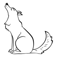 Cute Cartoon Wolf Howling at Apple Moon - Black Vinyl Decal for 13" MacBook