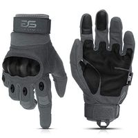Glove Station The Combat Military Police Outdoor Sports Tactical Rubber Knuckle Gloves for Men (Gray, Large)