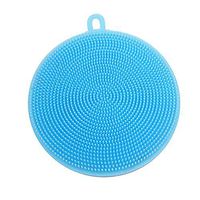 Silicone Dish Scrubber - Dish Sponge - Double Sided Scrubber Kitchen Dishwashing Sponge (BLUE)