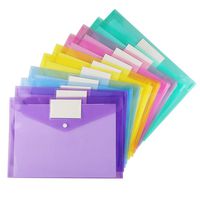 20 Pack Plastic Envelopes Poly Envelopes, Sooez Clear Document Folders US Letter A4 Size File Envelopes with Label Pocket & Snap Button for School Home Work Office Organization, Assorted Color