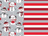 Winter Snowman Stripes Reversible Holiday Gift Wrapping Paper Roll - 24" x 15'