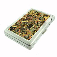 Perfection In Style Metal Cigarette Case with Built in Lighter Vintage Wallpaper Design 009