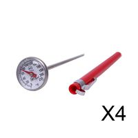 KT THERMO Instant Read 1-Inch Dial Thermometer(4-PACK),Best For The Coffee Drinks,Chocolate Milk Foam