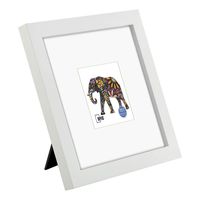 RPJC 8x8 Soild Wood Picture Frame with High Definition Glass Display Pictures 4x4 with Mat or 8x8 Without Mat for Table Top or Wall Mounting Hanging Photo Frame with Stand White