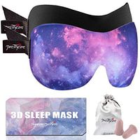 PrettyCare 3D Sleep Mask (Ultra Purple and Black) Eye Mask for Sleeping - Contoured Face Mask Silk - Blindfold with Ear Plugs,Travel Pouch - Best Night Eyeshade for Men Women Kids