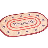 Super1798 Living Room Bedroom Sofa Cushion Linen Floor Carpet Door Mat Home Decoration -Double Red Ring