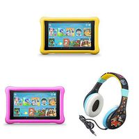 All-New Fire HD 8 Kids Edition Tablet 2-pack - Yellow/Pink, with Wreck It Ralph 2 Kids Headphones