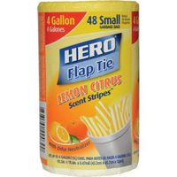 Hero Lemon Citrus Scent Stripes Flap Tie Small Garbage Bags, 4 Gallon, 48 ct