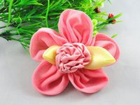 8pcs Polyester Pentagon Cabbage Sun Flowers with Appliques Craft DIY 100mm (Dark Pink)