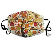 Face Mask Autumn Tree with Owl Pumpkin Flower Designer Cycling Half Face Earloop Dust Mask for Boys