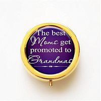 RhyNSky Only The Best Great Moms Get Promoted to Grandma Mini Gold Portable Pocket Purse Pill Box Case Pillbox, 3 Compartments -293