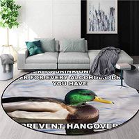 RUGSMAT Animal Computer Chair Floor Mat,Mallard Duck with Quote Design Non-Slip Fabric Round Rugs for Living Room Diameter-39
