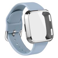 WEYDE Sport Band Compatible with Fitbit Versa, Soft Silicone Waterproof Replacement Wristband with Fitbit Versa Screen Protective case for Women Man