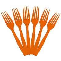 JAM PAPER Big Party Pack of Premium Plastic Forks - Orange - 100 Disposable Forks/Box