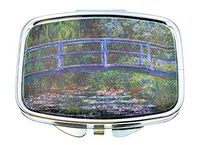 Value Arts Pill Box, Monet Bridge Over Water Lily Pond, 2 Compartments, 2.25 Inches Wide