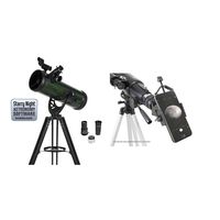 Celestron ExploraScope 22103 114AZ Reflector Telescope with Celestron 81035 Basic Smartphone Adapter 1.25" Capture Your Discoveries, Black