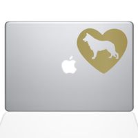 The Decal Guru Heart German Shepherd Decal Vinyl Sticker, 13" MacBook Pro (2015 & Older Models), Gold (1382-MAC-13P-G)
