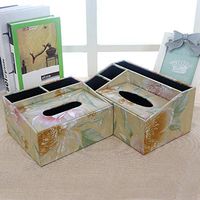 T-ZJHC Multi-Function Tissue Box Desktop Living Room Coffee Table Remote Control, Large Peony Flower, Large Size (26.5 12 9.5 16.5CM)