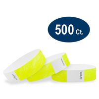 WristCo Neon Yellow 3/4" Tyvek Wristbands - 500 Pack Paper Wristbands for Events