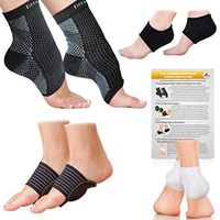 Fittest Pro Foot Sleeve, Plantar Fasciitis Heel Protectors, Arch Support Therapy Wrap, Cushioned Heel Support - Ankle Foot Pain Relief Sock Bundle (Pack of 8) (Small/Medium)