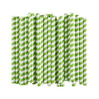 ALINK Extra Wide Paper Boba Smoothie Straws, 12mm Large Biodegradable Jumbo Big Fat Bubble Tea/Milkshake Party Straws, Pack of 50 - Green Stripe