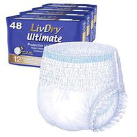 LivDry Adult XL Incontinence Underwear, Ultimate Comfort Absorbency, Leak Protection, X-Large, 48-Pack